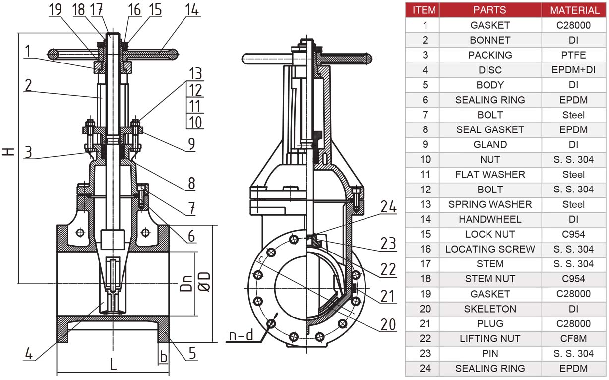 UL OS&Y Gate Valve Structure Diagram Hants UL OS&Y Gate Valve Structure Diagram