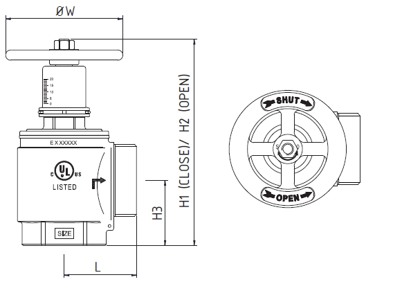 Sketch of Hants UL Listed Pressure Restricting Valve
